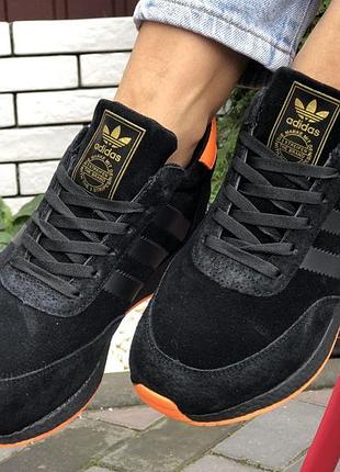 Р.36  кроссовки  adidas iniki (черно/оранжевые) зима ks 9949