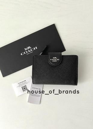 Coach medium corner zip wallet брендовий шкіряний гаманець кошельок шкіра коуч коач на подарунок дівчині на подарунок дружині