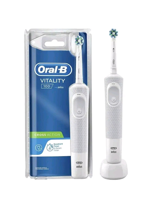 Електрична зубна щітка oral-b braun vitality 100 white cross1 фото