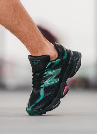 Мужские кроссовки new balance 9060 black green pink