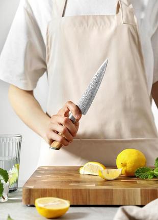 Кухонный универсальный нож из дамасской стали серии "lan" olive wood xinzuo4 фото