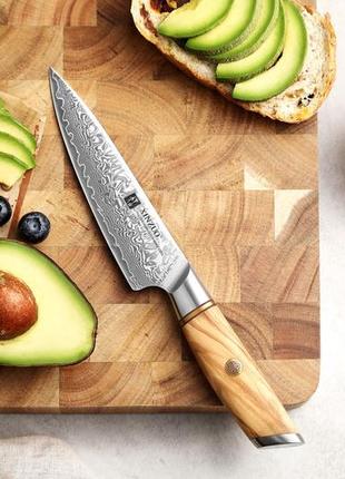 Кухонный универсальный нож из дамасской стали серии "lan" olive wood xinzuo5 фото