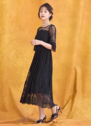 Чёрное платье миди, кружевное платье длинное, чёрное платье в готическом стиле, длинное платье кружево, ажурное платье10 фото