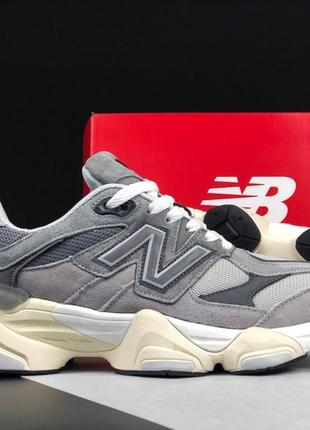 New balance 9060 кросівки кеди жіночі чоловічі замшеві замша весняні осінні демісезонні демісезон відмінна якість низькі сірі