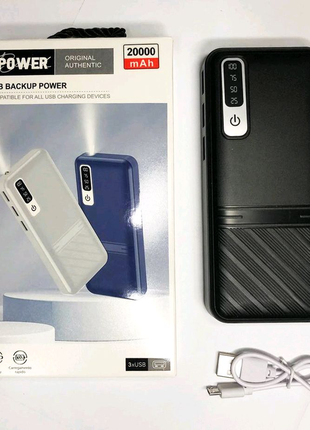 Мобільне заряджання mobile power bank 20000 mah. колір чорний