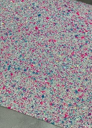 Экокожа (глиттер), размер 20*30 см, цвет-белый-голубой-ярко-розовый, ассорти