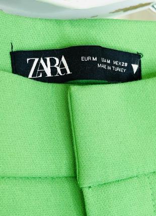 Zara зеленые укороченные брюки клеш3 фото