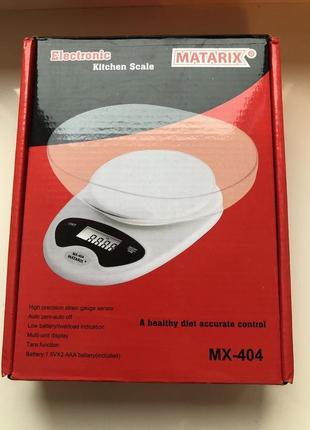 Ваги кухонні matarix mx-404 білий1 фото