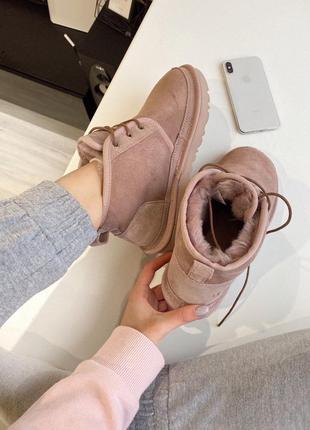 Женские ugg mini pink на шнуровке