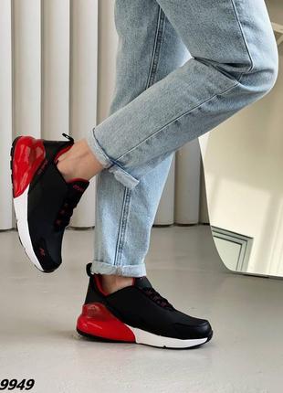 Черные красные женские кроссовки кеды на утолщенной подошве6 фото