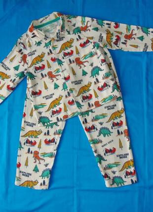 Теплая хлопковая пижама с начесом на 5-6 лет