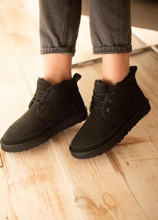 Мужские ugg mini black чёрные  на шнуровке