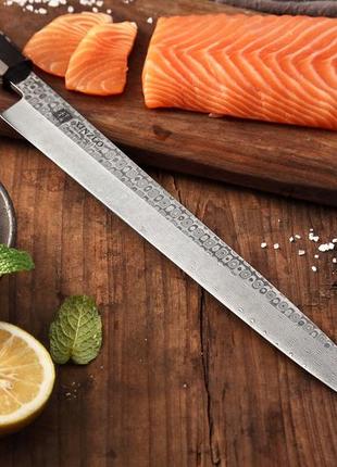 110 слойный ресторанный нож сашими для суши и сашими из дамасской стали серии "zhen" desert iron wood hezhen5 фото