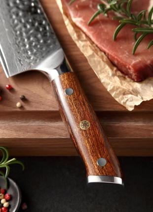 Кухонный шеф нож из дамасской стали серии "yu" пустынное дерево xinzuo профессиональный нож ручной работы8 фото