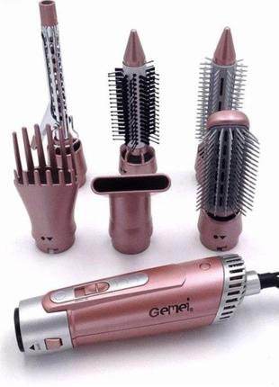 Фен для укладання волосся з насадками 7 в 1 gemei gm-4831 рожевий2 фото