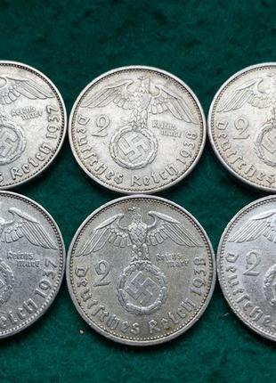 Срібні монети 3 рейхи 2 марки 1937, 1938, 1939