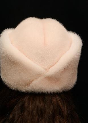 Женская зимняя норковая шапка пилотка3 фото