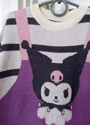 Крутое теплое платье платье туника с длинным рукавом из куроми kuromi для девочки 5-6 лет