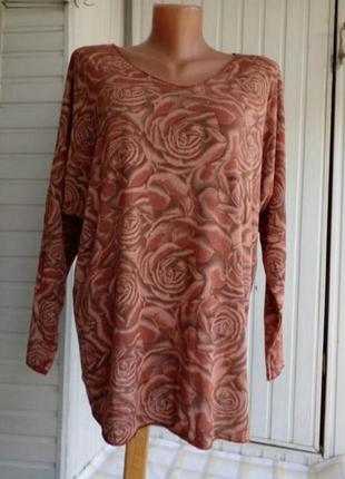 Итальянская тонкая коттоновая трикотажная блуза лонгслив большого размера батал2 фото