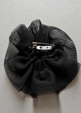 Брошь цветок текстиль ткань булавка чёрная брошка8 фото