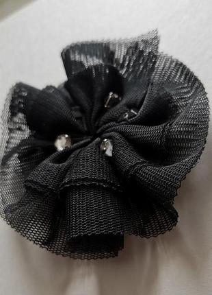 Брошь цветок текстиль ткань булавка чёрная брошка6 фото
