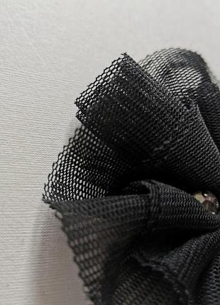 Брошь цветок текстиль ткань булавка чёрная брошка7 фото