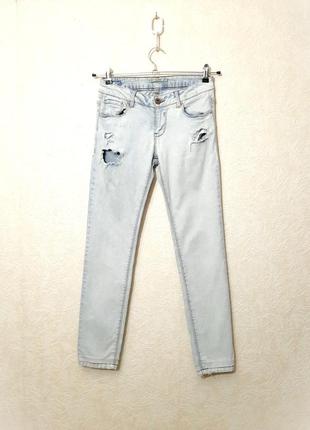 Pull&lupilu голубые джинсы слим летние "рваные дыры" котон средней плотности женские eur 38 44-46