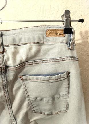 Pull&bear блакитні джинси слим "рвані дірки" котон середньої щільності жіночі 38 44-467 фото