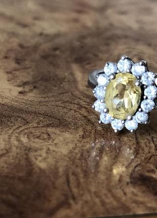 Нарядный кольцо с большим цитрином размер 16,5-16,8 серебро 9255 фото