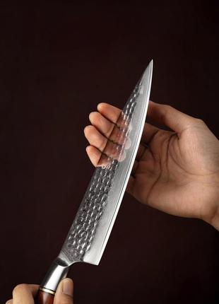 Кухонный шеф нож из дамасской стали серии "master" rose wood hezhen3 фото