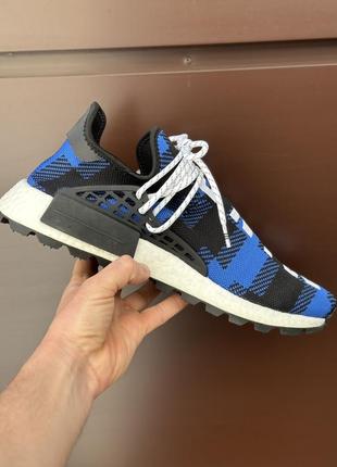 Adidas human race nmd billionaire boys club blue plaid shoe mens ef7387 размер 46 302 фото