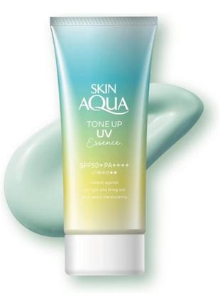 Солнцезащитный крем с функцией коррекции кожи skin aqua tone up uv essence mint green spf 50+ pa++++, япония2 фото