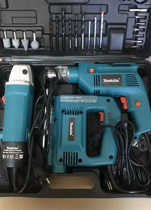 Комплект makita 3 в 1 дрель, лобзик, болгарка / макита три в одном ціна 2 100 грн.