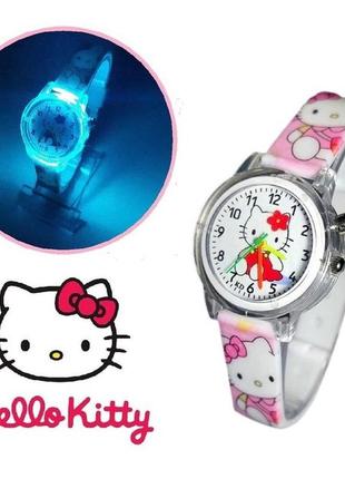 Детские наручные часы кварцевые hello kitty розовий