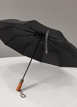 Зонтик премиум качества - автоматический, мужской укреплённый зонт с dr-233 деревянной ручкой10 фото