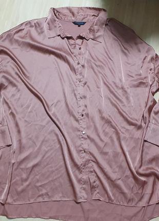 Атласна рубашка персикова  плюс сайз р.243 фото