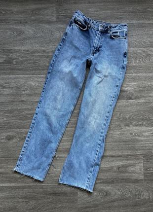 Стильные джинсы с разрезами внизу голубые new look anita long straight 36/s7 фото