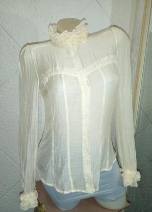 Гаренька блуза молочная винтажный стиль прозрачная вискоза.