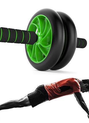 Гимнастическое спортивное фитнес колесо double wheel abs health abdomen round  тренажер-ролик для мы2 фото