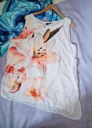 Шикарная вискозная блуза без рукавов, топ с асимметричным низом,50-56разм ,wallis.1 фото
