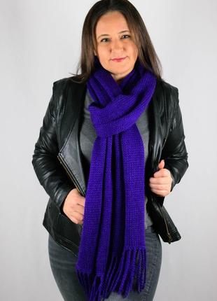 Вязаный шарф ярко- фиолетовый7 фото