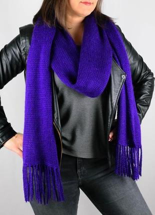 В'язаний шарф яскраво - фіолетовий2 фото