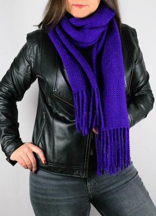 Вязаный шарф ярко- фиолетовый3 фото