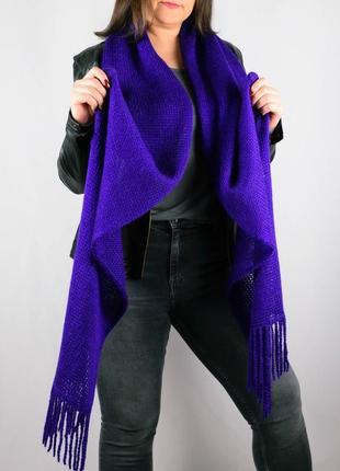 Вязаный шарф ярко- фиолетовый5 фото