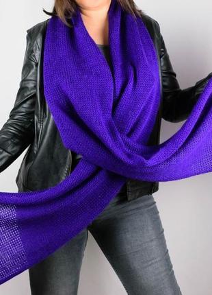 Вязаный шарф ярко- фиолетовый6 фото
