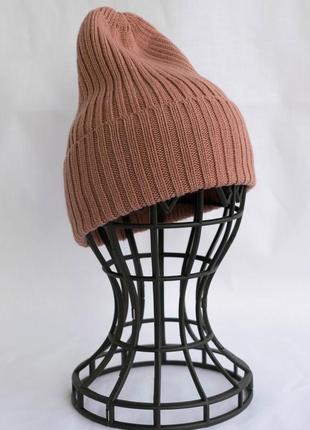 Вязаная шапка из 100% шерсти мериноса пыльная роза
