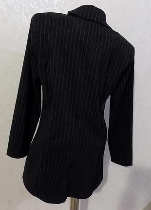 Пиджак удлиненный на пуговицах черный в полоску франция omb размер 502 фото
