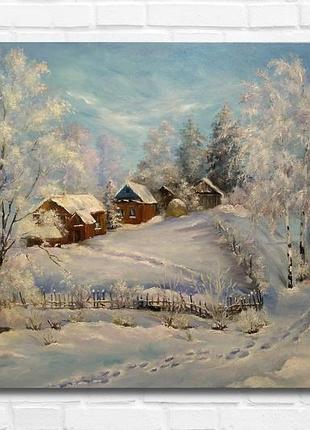 Картина маслом "солнечный зимний день" 40х50см., холст, масло