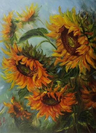 Картина маслом "соняшники" 55х45 см, полотно на підрамнику, олія