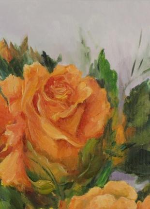 Картина маслом "жовті троянди" 30х40 см, полотно на підрамнику, олія5 фото
